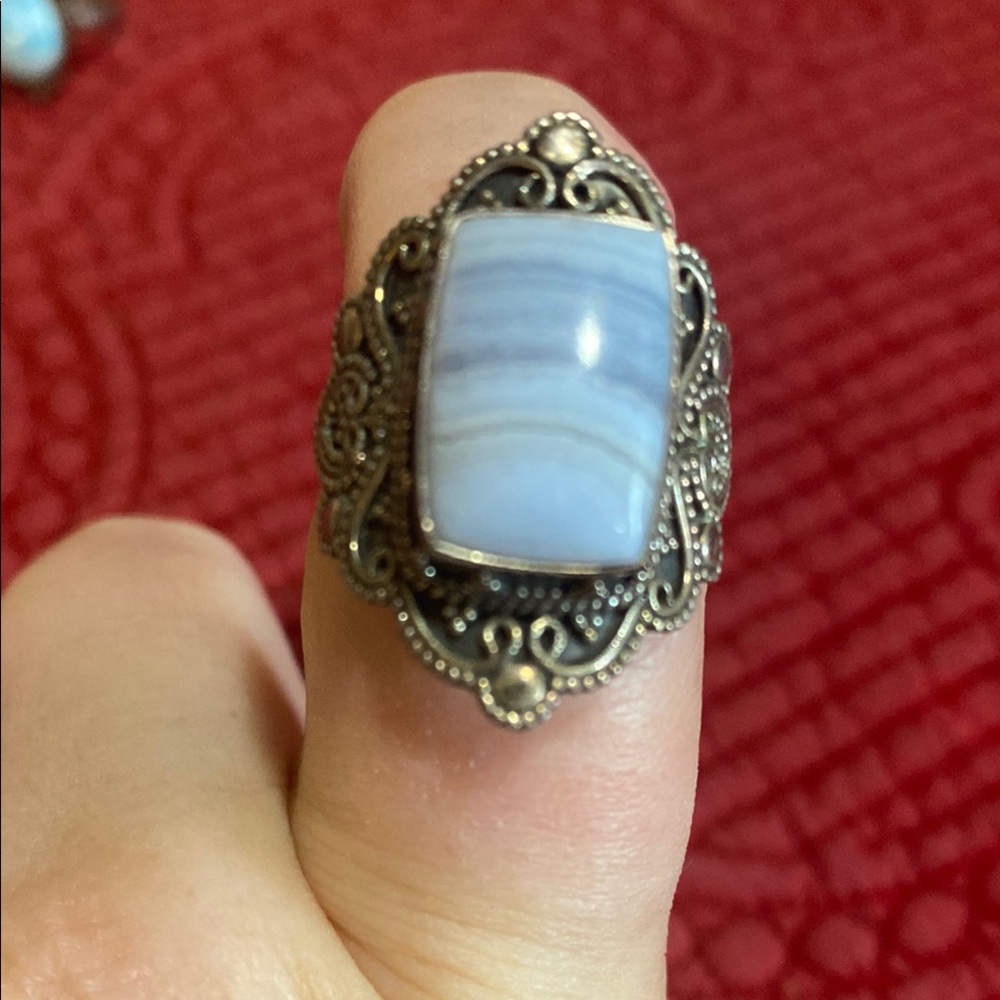 Elegant Silver and Blue Lace Agate Ring
